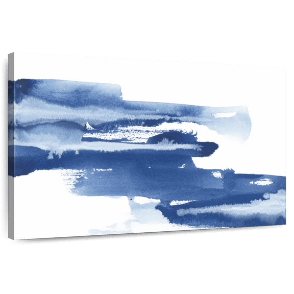 Elephant Stock Classic Blue Wall Art - Horizontal Canvas Wall Art - Living Room Wall Decor - Abstract Canvas - Blue And White Decor By Chris Paschke - 12" x 8"