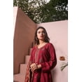 thumbnail image 6 of IshDeena Ready to Wear Embroidered Linen Pakistani Dresses for Women Shalwar, Kameez with Check Shawl - Three Piece Set (Medium, Maroon), 6 of 6