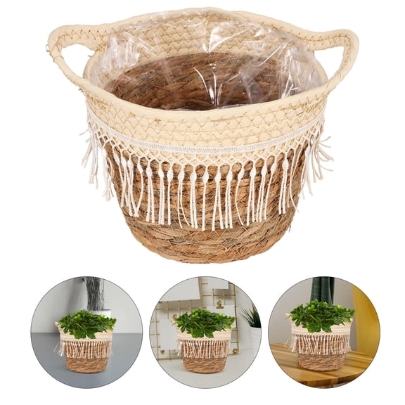WHAMVOX  Jute Planter Flower Pot Indoor Centerpieces Decoration