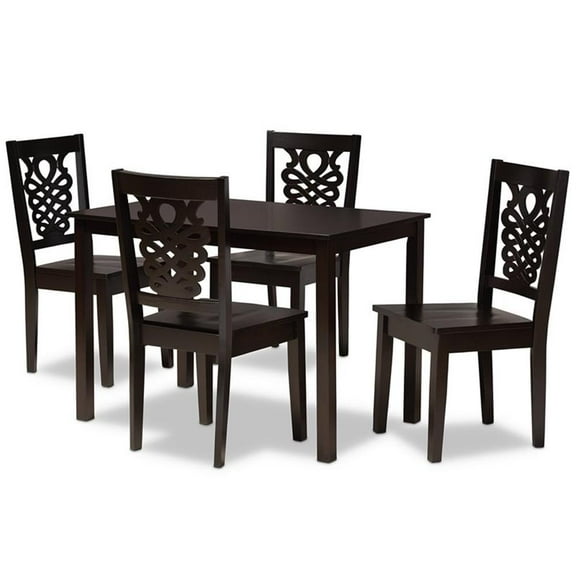Bowery Hill Transitional Dark Brown Finished Wood 5-Piece Dining Set