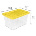 thumbnail image 2 of Sterilite Large Storage Bin, 27 Gallon Durable Plastic Storage Tote with Snap-On Lid, Black and Yellow, 4 Pack, 2 of 9
