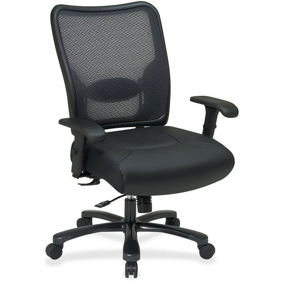 Big and Tall Back & Leather Seat Ergonomic Office Chair in Black