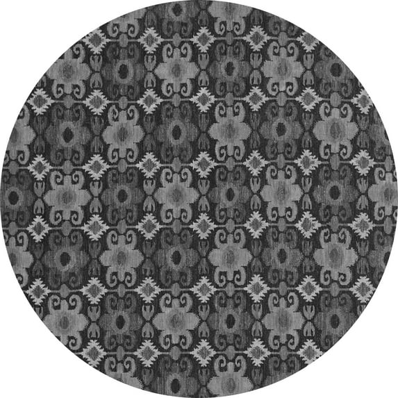 Ahgly Company Indoor Round Abstract Gray Modern Area Rugs, 4' Round