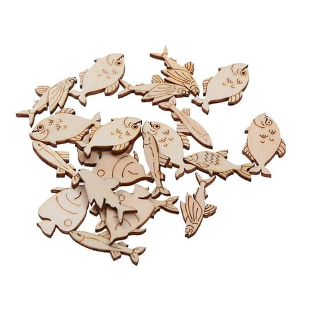 

FRCOLOR 20pcs DIY Wooden Painting Slices Fish Wood Pieces Wood Crafts Accessories
