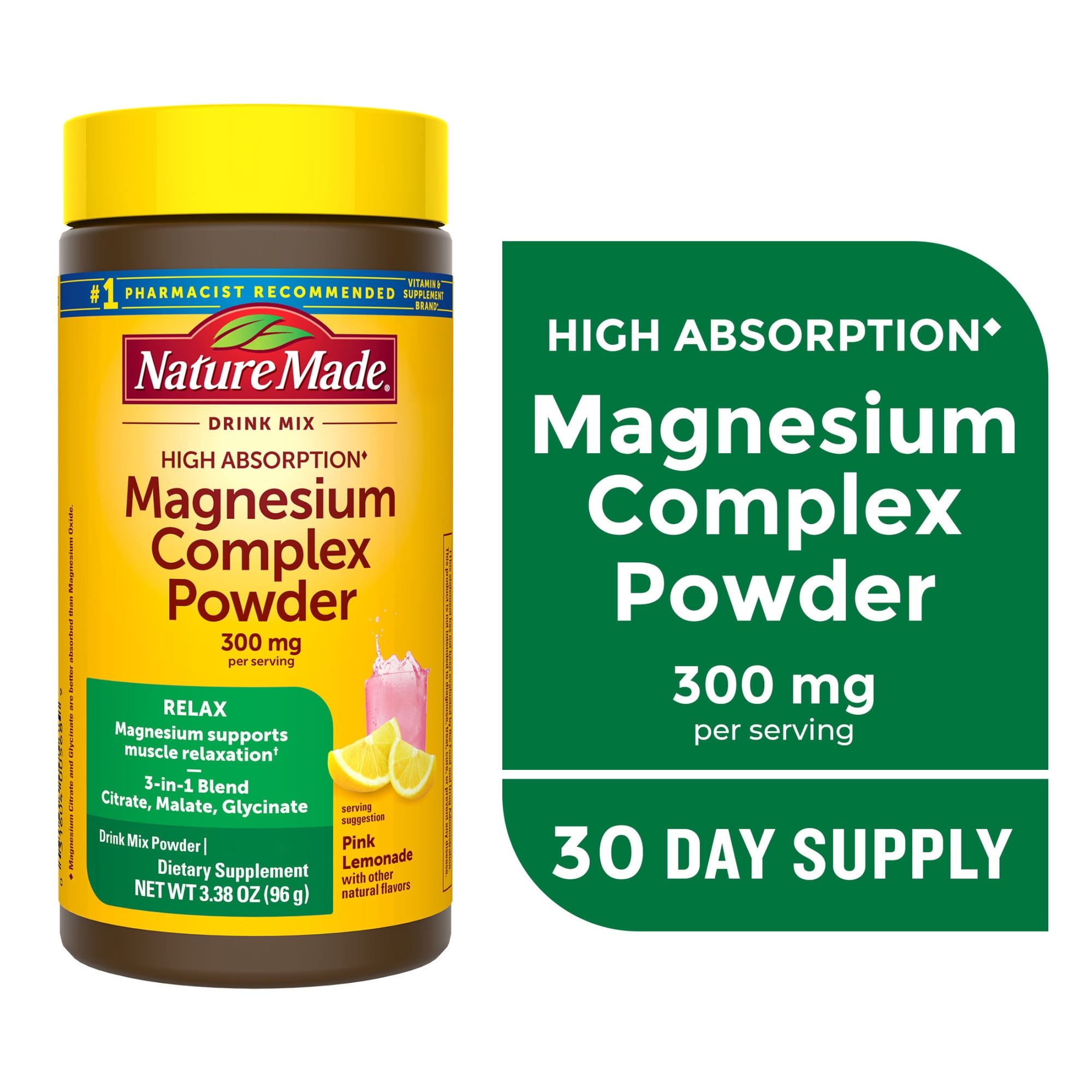 Nature Made High Absorption Magnesium Complex Drink Mix Powder 300 mg, 3.38 oz