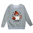 thumbnail image 4 of Aocisk Chandail à Col Rond à Manches Longues Imprimé Mignon d'Halloween pour Filles, Haut de Survêtement pour Enfants, Tenue Décontractée, Gris, 5-6 Ans, 4 of 4
