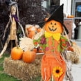 thumbnail image 7 of HAHUT 1 Pack Fall Harvest Scarecrow Decorations - 21.65" Standing Thanksgiving Scarecrows with Sunflowers and Bow for Autumn, Halloween, Garden, Yard, Porch Decor (Orange), 7 of 7