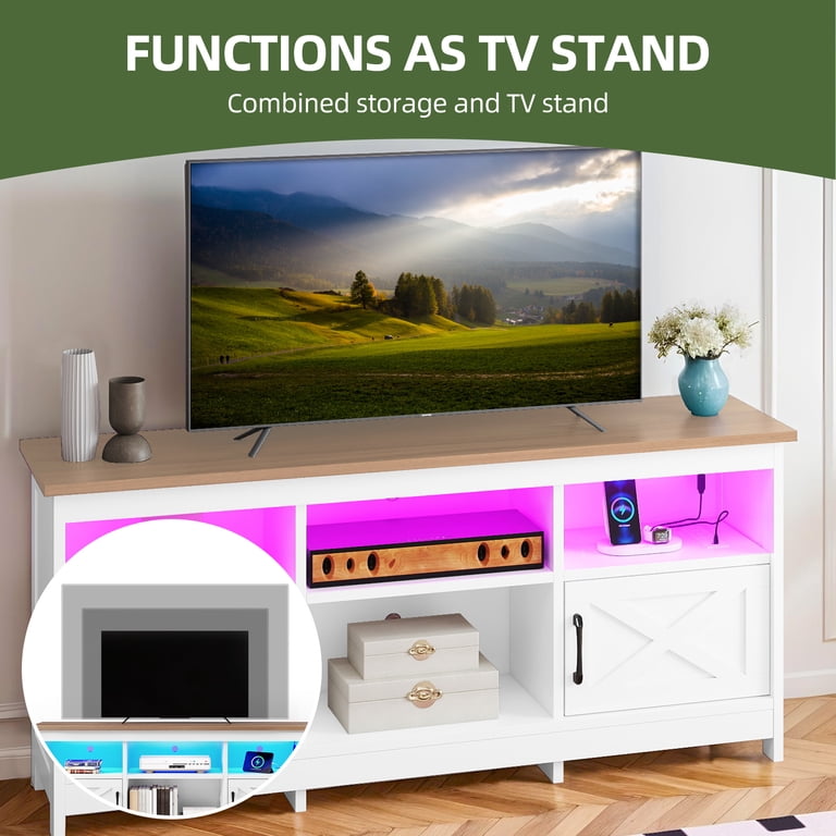 Uforic TV Cabinet with RGB Lights & Power Outlet, 65 Inch photo 5