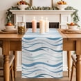 thumbnail image 2 of Table Runner 60 Inches Long for Kitchen Dining, Blue Stripes Dresser Scarf Farmhouse, Dining Table Decorations for Wedding/Parties, Modern Gradient Abstract Ocean Waves Lines 13 x 60 In, 2 of 8