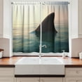 thumbnail image 2 of Ambesonne Fishing Theme Kitchen Curtains, Shark Fin Above Ocean, 55"x24", Multicolor, 2 of 3