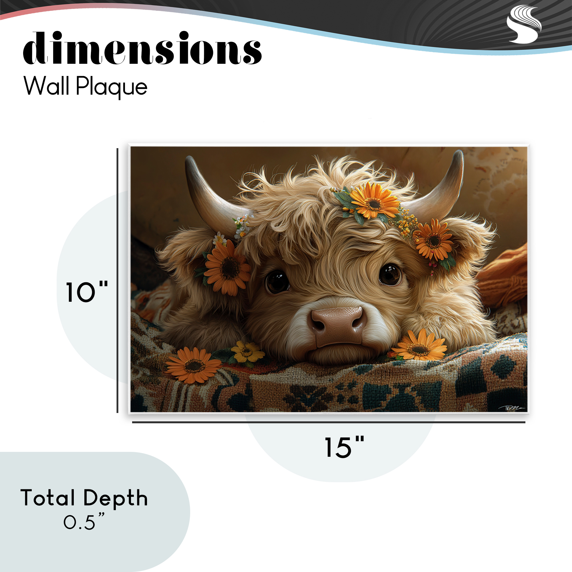 Adorable Flower Bedecked Cattle Wall Plaque Art, design by Momart