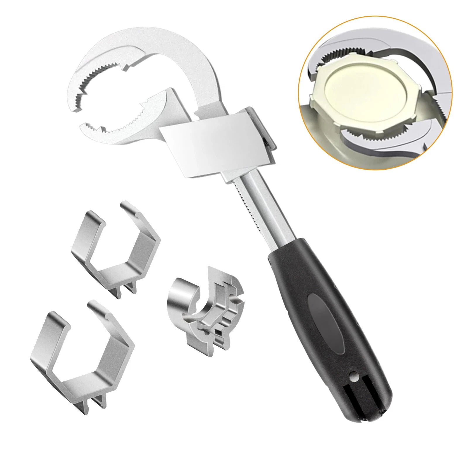 TAPDRA Universal Adjustable Wrench With Hexagonal Round Chucks For Sink Toilet Bathroom Pipe Valve Repair Work