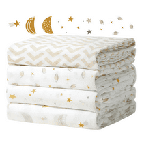 Momcozy Muslin Swaddle Blankets, 4 Pack, Breathable 2-Layer Gauze Large 47'' x 47'' Baby Swaddling Receiving Blanket Wraps for Newborn Boys Girls
