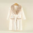 thumbnail image 5 of AINIYS Fleece Long Sleeve Hooded Bathrobe Soft Absorbent Velvet Robe for Home Use Cozy Shower Wrap Suit for All Seasons White 140, 5 of 5