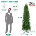 thumbnail image 2 of Gymax 7.5FT Hinged Pre-lit Christmas Slim Pencil Tree w/ 10 Lighting Modes & 796 Tips, 2 of 10