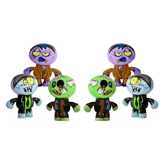 1 Dozen(12) 24" Inflatable Zombies - Modern, Multicolored Plastic or Vinyl Round Zombie Themed Inflatable Toys for Outdoor & Theme Parties