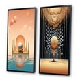 thumbnail image 3 of Designart "Futurisme Graphique Rétro Architectural Bliss IV" Art Mural Encadré Paysage Abstrait Ensemble de 2 - Toile Encadrée Rose Moderne pour Décoration de Salon, 3 of 6