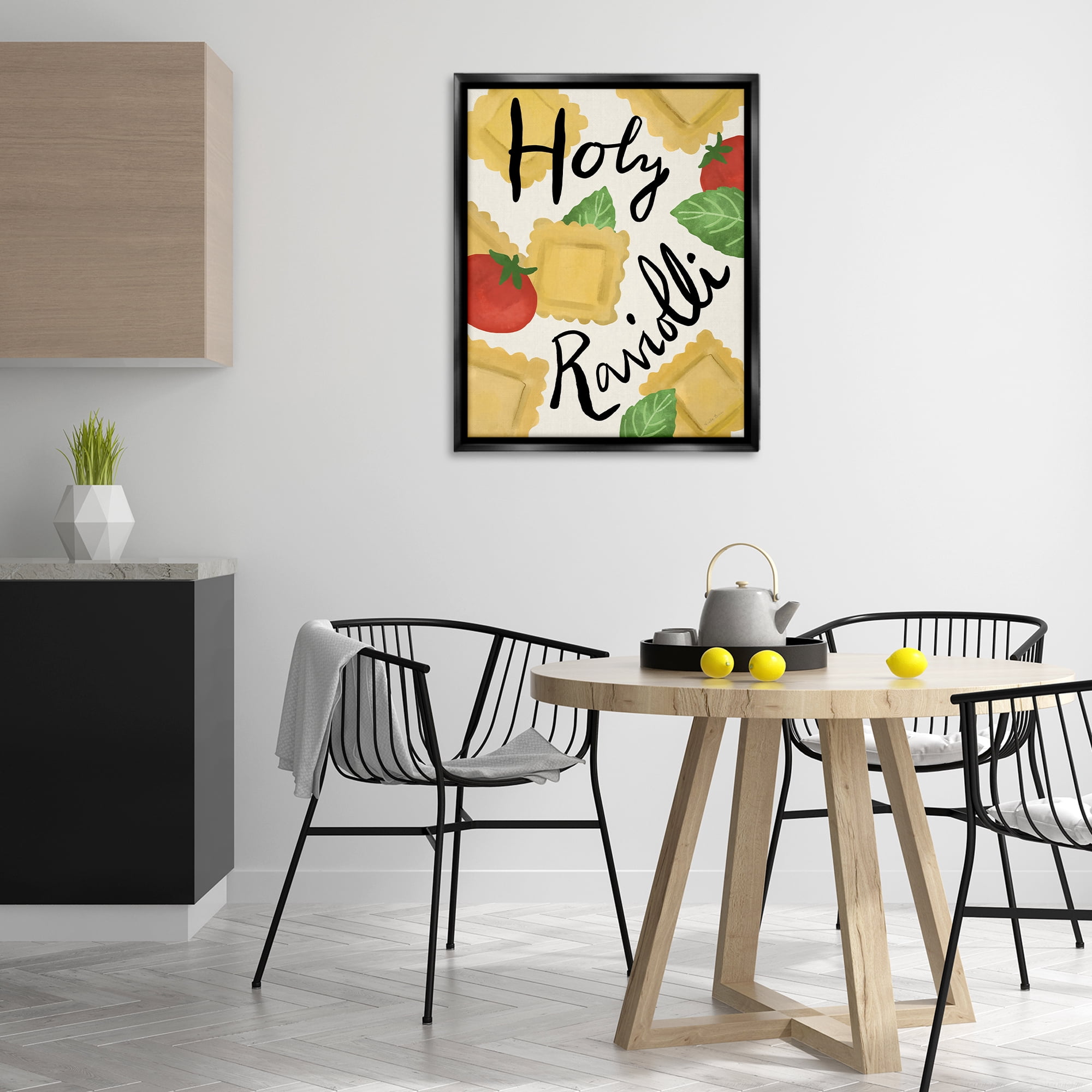 Stupell Industries Funny Holy Ravioli Food & Beverage Painting Black Floater Framed Art Print Wall Art, 25 x 31