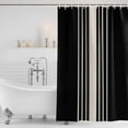 thumbnail image 4 of Black Beige Striped Waterproof Fabric Shower Curtain,Modern Farmhouse Retro Lines Waterproof Fabric Shower Curtain for Bathroom Curtains Bathtubs Hotel Shower Curtains with 12 Hooks Small 36x78in, 4 of 8