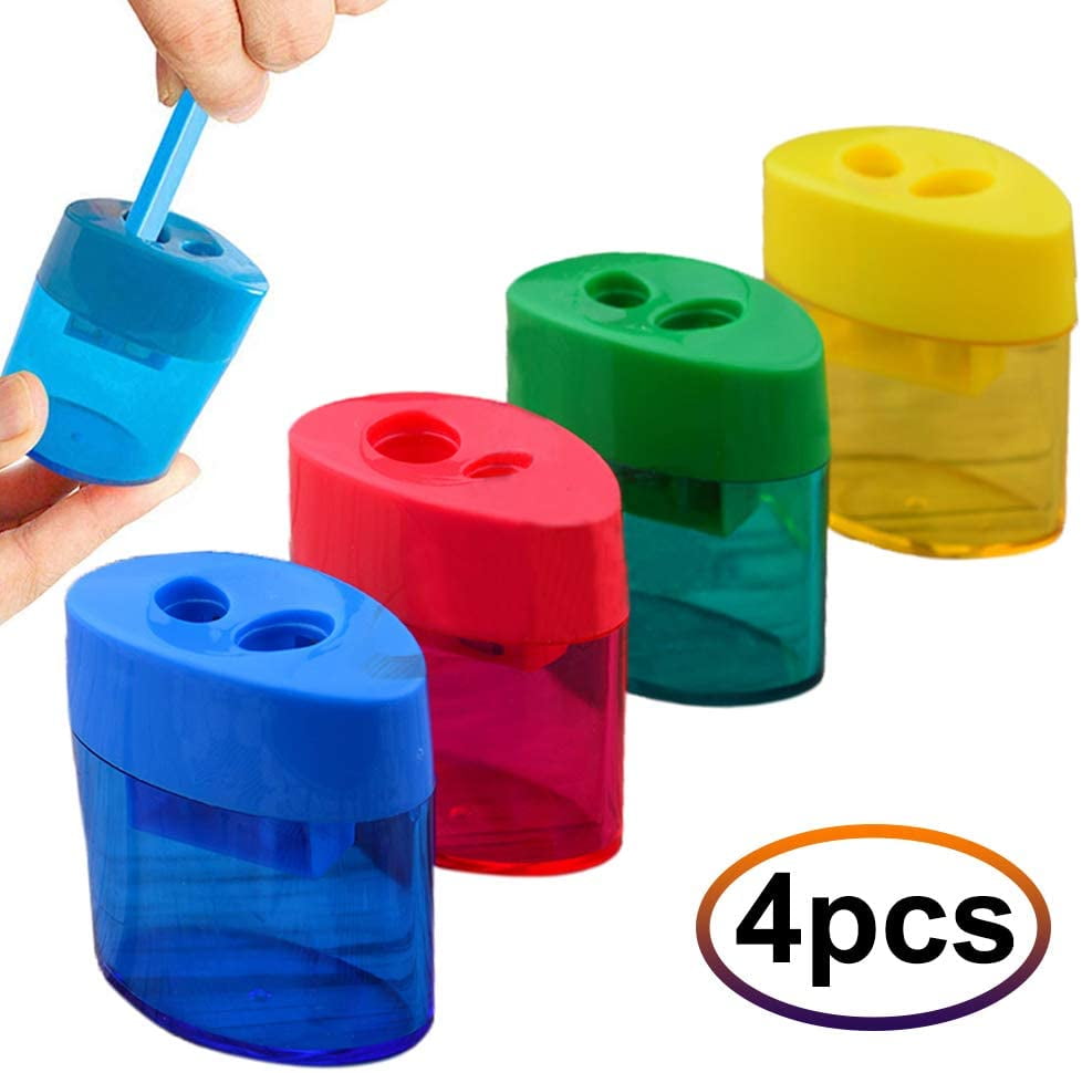 Double Hole Plastic Children's Pencil Sharpener Oval Shape Pencil