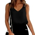 thumbnail image 5 of Rigardu Tank Tops For Women V Neck Silk Summer Satin Sleeveless Blouse Basic Camisole Shirts Black+M, 5 of 6