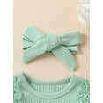 thumbnail image 4 of Suealasg Baby Girls Outfit 3 6 9 12 Months 2Pcs Newborn Girl Spring Clothing Infant Girls Lace Fly Sleeve Romper Dress + Headband Set, 4 of 9