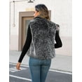 thumbnail image 4 of FIOPHY Womens Faux Fur Vest Stand Collar Sleeveless Open Front Cardigan Top Fuzzy Coats Jacket Fluffy Outwear with Pockets, Black & White,XL, 4 of 8