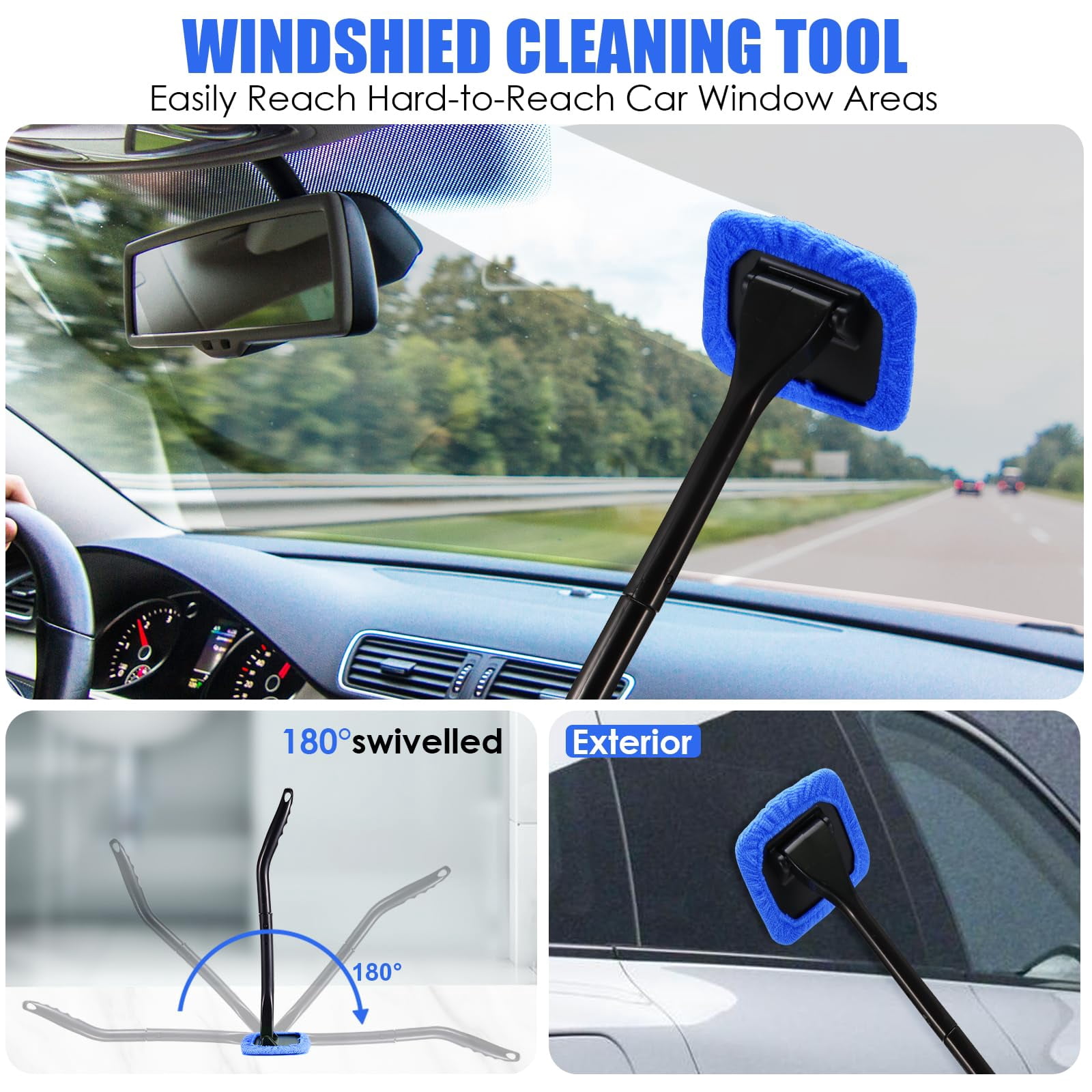 18PCS Car Cleaning Kit, Car Interior Detailing Kit with Blue High Power Handheld Vacuum, Detailing Brush Set, Windshield Cleaner, Cleaning Gel, Complete Auto Accessories for Men, Women