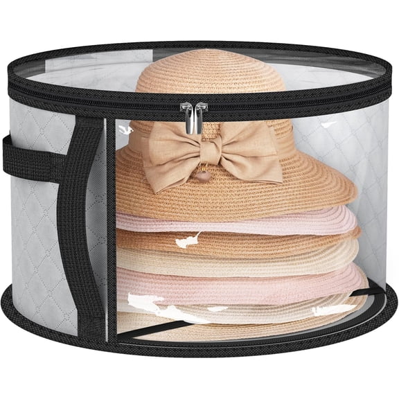 AOODA Oversized Clear Hat Storage Bag, Holds up to 7 Caps Cowboy Hat Organizer for Closet, Wide Brims Hat Case with Carrying Handles (Grey)