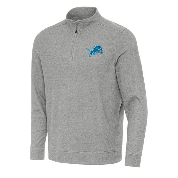 Men's Antigua Heather Gray Detroit Lions Subtle Quarter-Zip Top