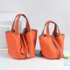 thumbnail image 3 of Bolso tipo canasta de comida informal con estampado de lichi, bolso tipo cubo de piel auténtica a la moda, bolso de mano de gran capacidad con varias capas de piel de vaca, 3 of 6