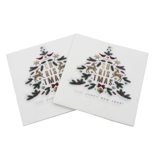 FELTECHELECTR 40 servilletas navideñas con estampado de árbol de Navidad, papel de seda para cenas, suministros para fiestas