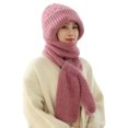 thumbnail image 2 of Women Winter Hat with Integrated Scarf Thick Warm Knitted Windproof High Elasticity Full Outdoor Travel Cold Weather Cap, 2 of 8