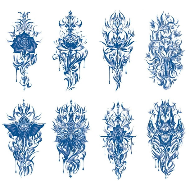 Tatuaje Corporal Sexy Ygjytge Tatuajes Espalda Falsos 8 Piezas Tinta Jugo Semipermanente para Mujeres y Hombres