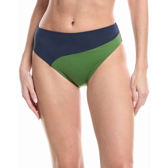 WeWoreWhat womens  High-Rise Colorblock Bikini Bottom, s, Blue