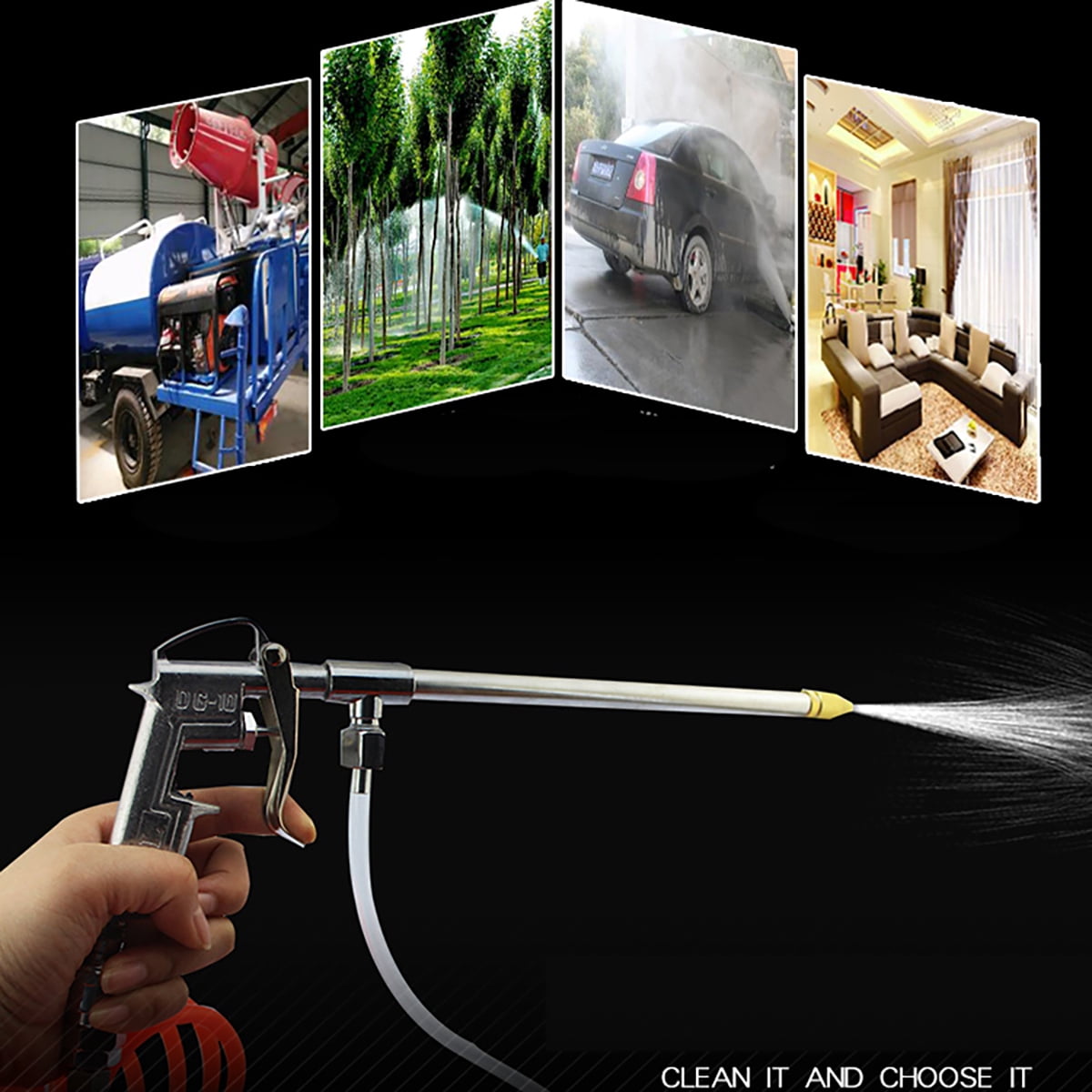 Dual Usage Air Compressor Duster Blower Water Gun with Water Tube Straight Nozzle