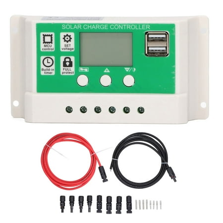 

PWM Solar Controller Automatic Identification Dual USB Port Solar Charger with PV Cable for Home 24V 12V 10A
