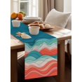 thumbnail image 3 of Green and Pink Gradient Wave Stripe Table Runner 13x72in Non-Slip Cotton Linen Table Runners, Abstract Mountain Scenery Dresser Scarves TableRunner for Dinner Kitchen Dining Wedding Party, 3 of 9
