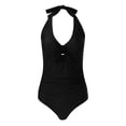 thumbnail image 3 of Rigardu one piece swimsuit women Women's Solid Color 1 Piece Swimsuit with Strapping Fashion Triangle Swimsuit swim suits for women Black1 + XL, 3 of 3