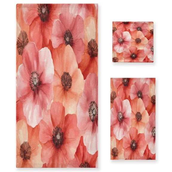Three-Piece Towel Set Face Towel Towel Set Hand Towel Bath Towel Cotton Bath Towels Bath Towel Sets Hand Bath Towels Red Flower