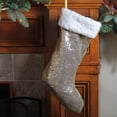 thumbnail image 2 of Northlight 18" Gold Paillette Sequins Christmas Stocking with High Pile Fleece Cuff, 2 of 3