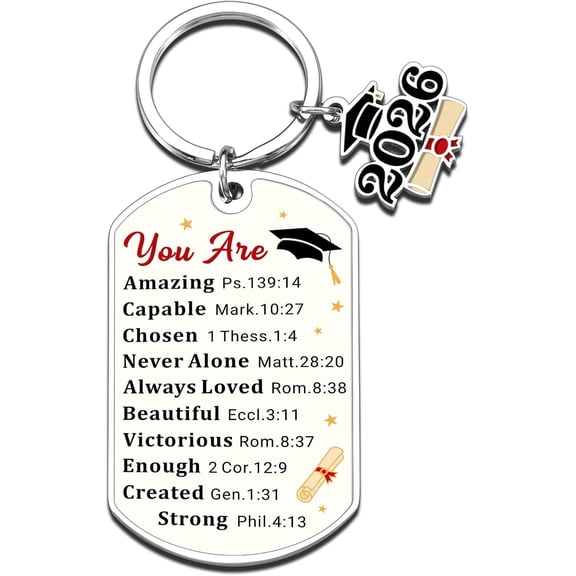 5th Grade Graduation Gifts, Class of 2026 Decorations, Christian Granduations Keychain, High School Graduations Gift for Him Her, End of School Year Gifts for Student