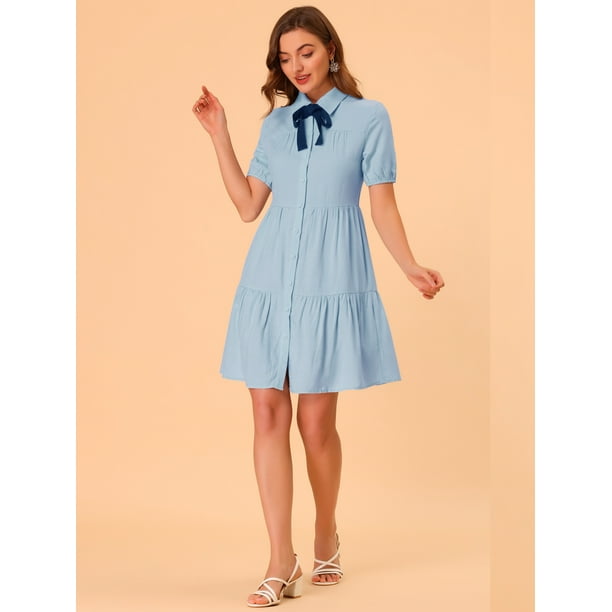 Light blue sale dress with collar