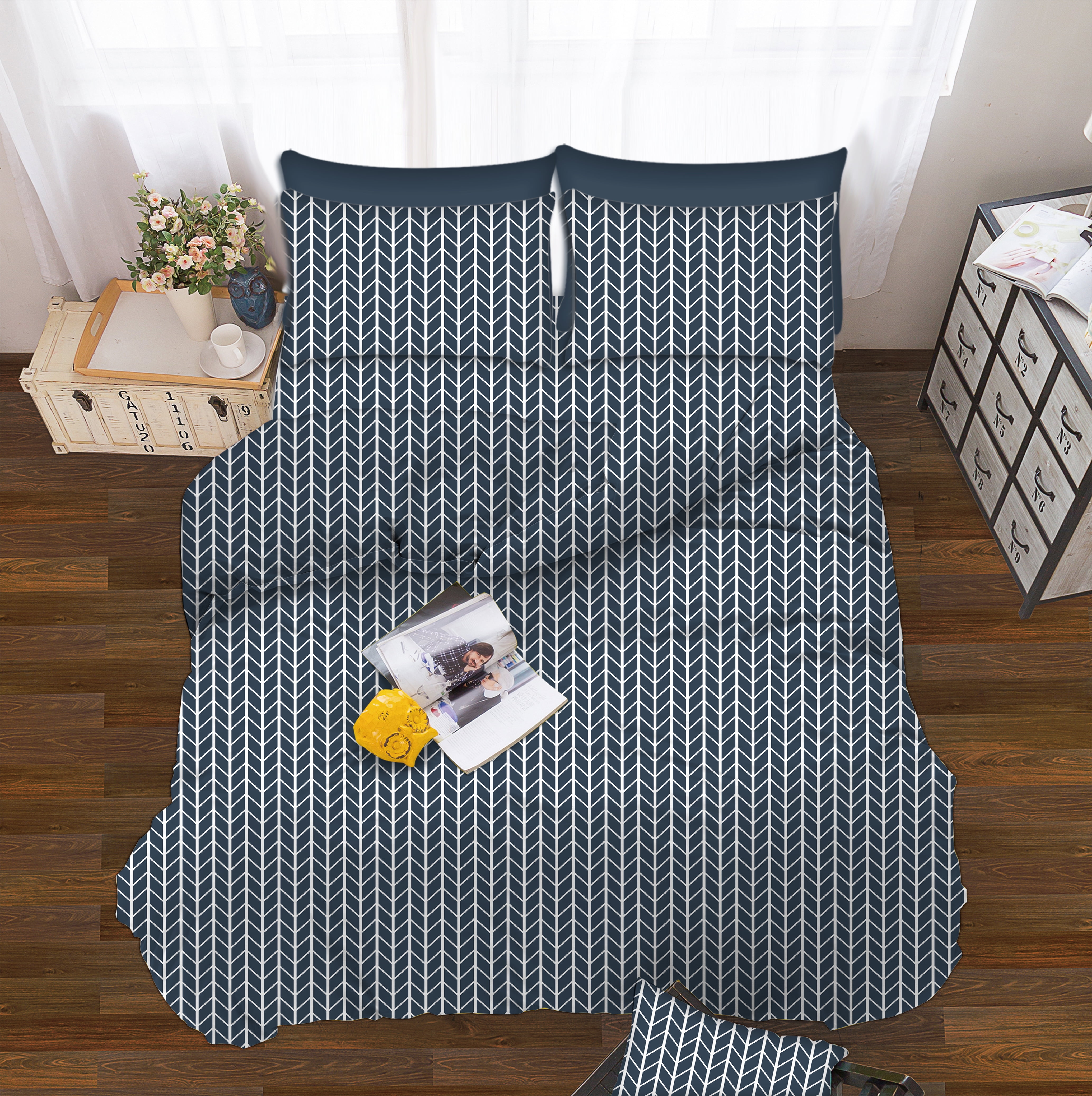 Herringbone Design Bed Sheet Set 1500 TC Wrinkle Free 4PC Sheet set