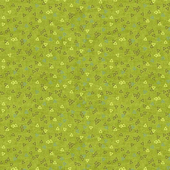 Stof Fabrics 4512-578 Petite Motifs Triangles Grass Cotton Fabric By The Yard
