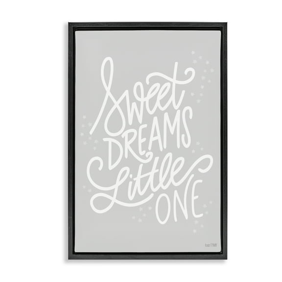 Stupell Industries Sweet Dreams Little One Typography Painting Black Floater Framed Art Print Wall Art, 17 x 25