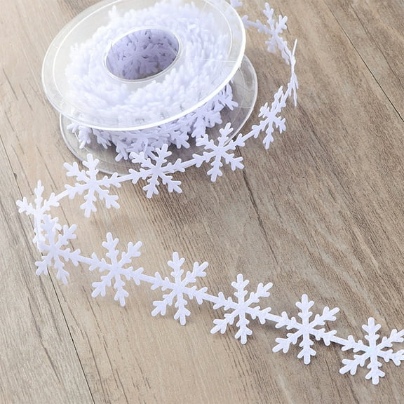 OFFIGAM White Snowflake Trim Ribbon Decorative Nonwoven Craft Ribbon 2 Pieces for Holiday and Wrapping