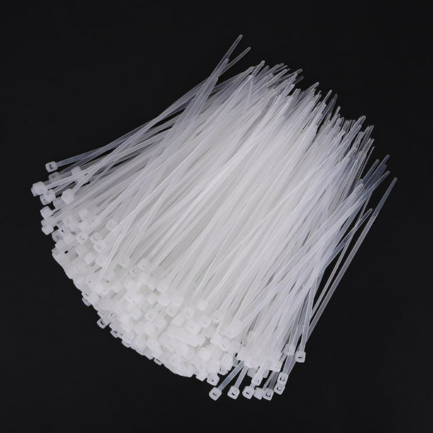 Spptty 1000pcs 3 x 100 / 150mm blanc standard serre-câbles en plastique  autobloquants, attache-câble, attache zippée 