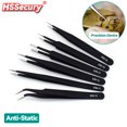 thumbnail image 2 of ESD Anti-Static Stainless Steel Tweezers Precision Maintenance Industrial Repair Curved Tool Home Working Model Making Hand Tool Option 3, 2 of 6