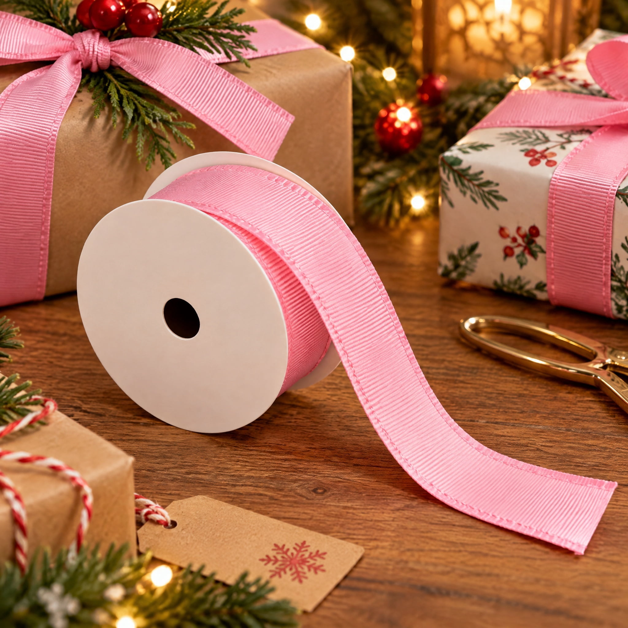 Pink Grosgrain Mini Christmas Ribbon, 1" x 12', by Holiday Time